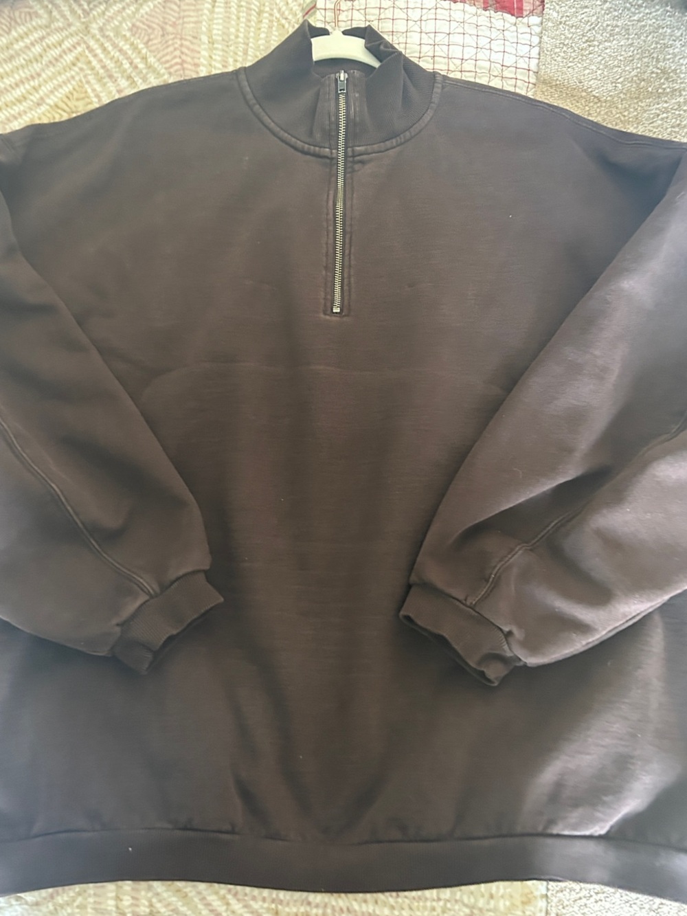 SKIMS Chocolate Brown Half-Zip Sweatshirt
